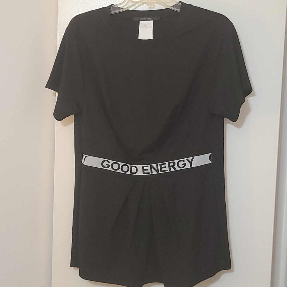 NWOT Marina Rinaldi Black Short Sleeves Shirt.